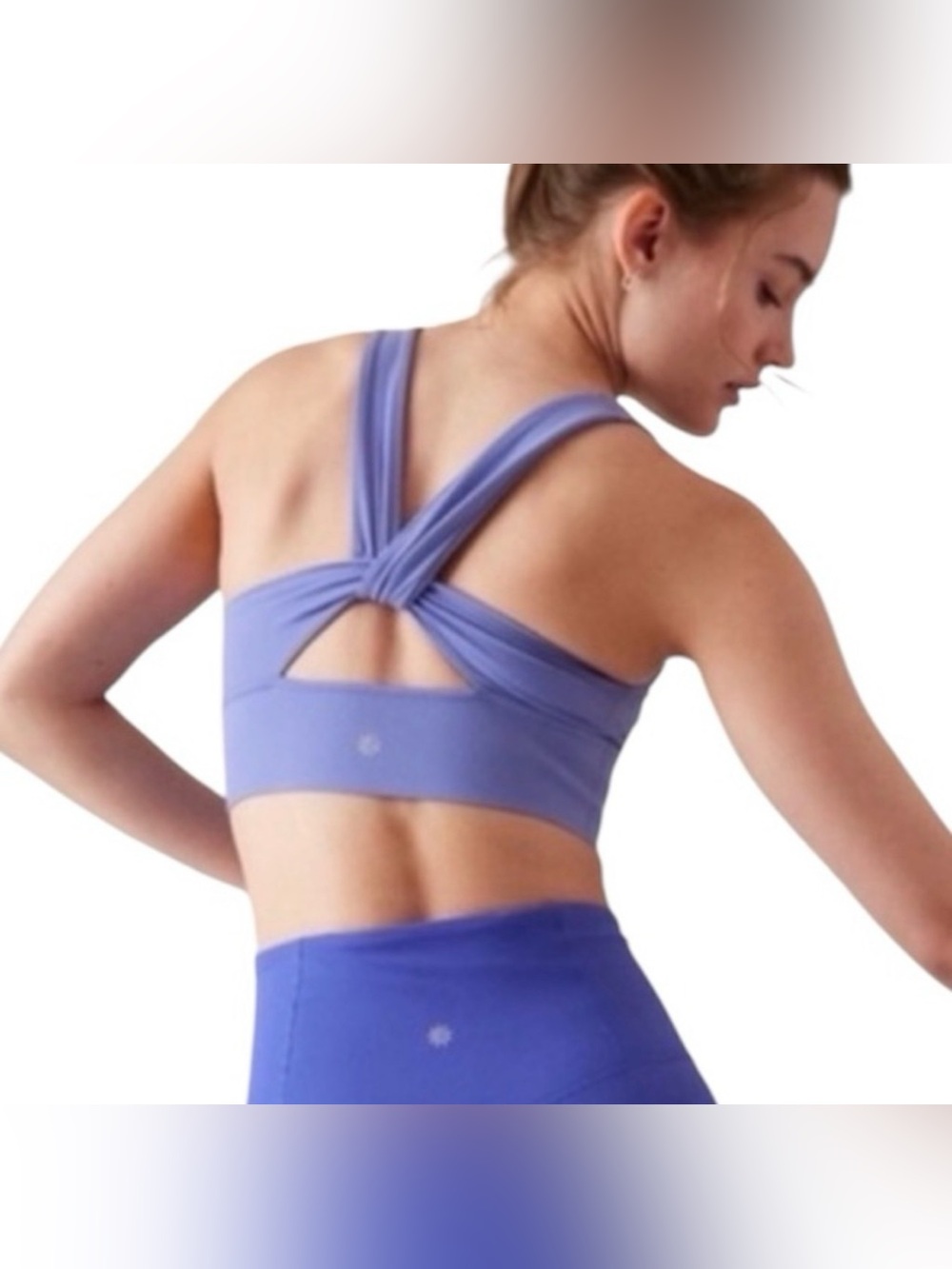 Athleta Warrior Longline Lavender Twist-Strap Sports Bra Size Large